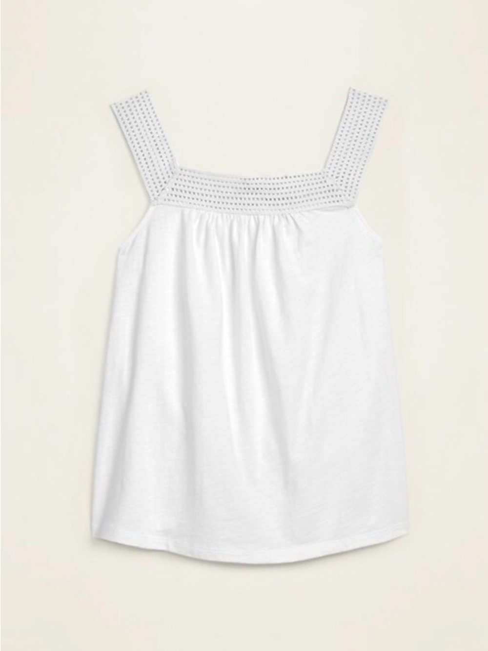 Old Navy White Crochet Yoke Tank Top Size Small